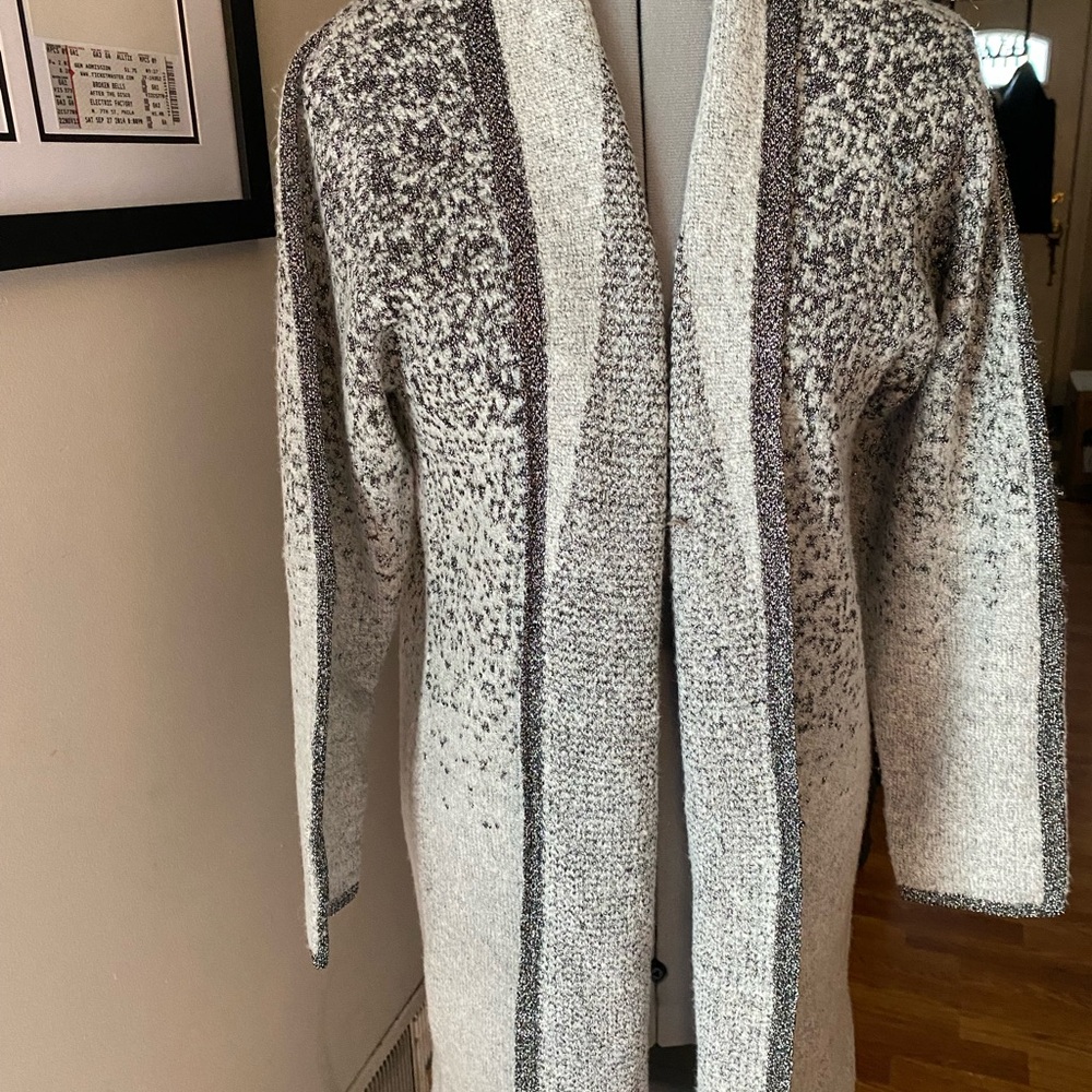 Christine Phillipe long black, gray and silver metallic